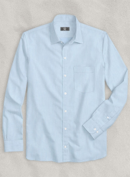 Italian Fine Herringbone Blue Shirt