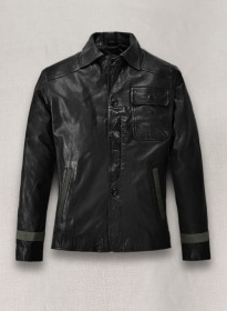 Soft Rich Black Washed & Wax Jackie Chan Leather Jacket