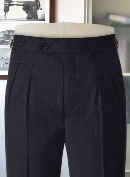 Napolean Stretch Navy Blue Highland Wool Trousers