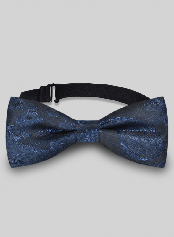 Paisley Bow - Dark Blue - Click Image to Close