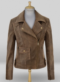 Vintage Gravel Brown Leather Jacket # 263