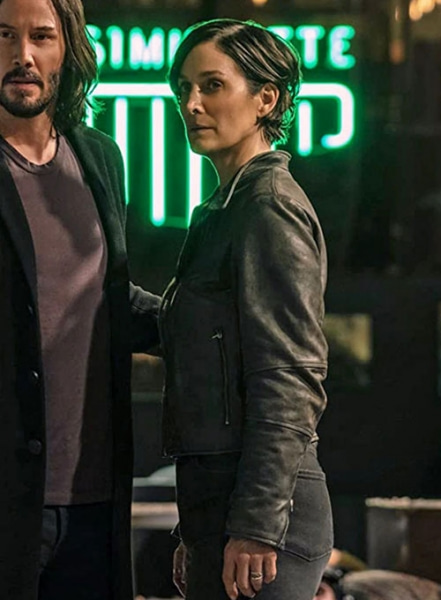 Carrie Anne Moss The Matrix Resurrections Leather Jacket