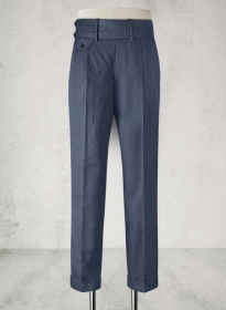 Napolean Sharkskin Slate Blue Double Gurkha Wool Trousers