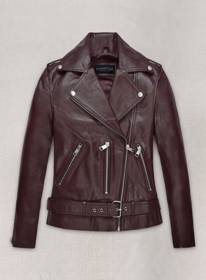 Burgundy Emilia Clarke Last Christmas Leather Jacket