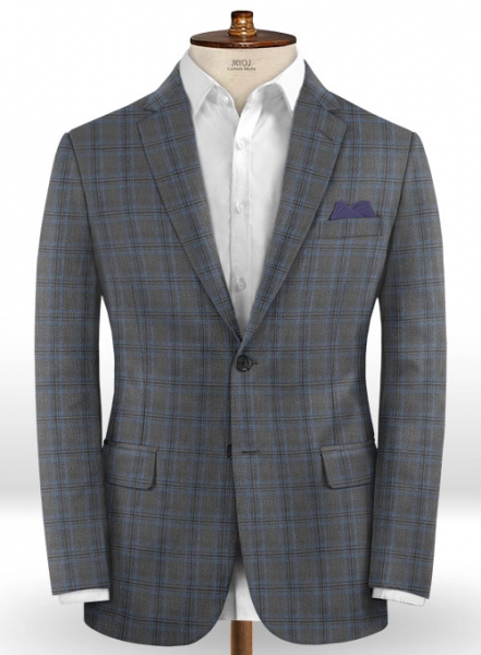 Napolean Sarcho Gray Blue Wool Suit