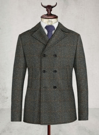 Harris Tweed Country Gray Pea Coat