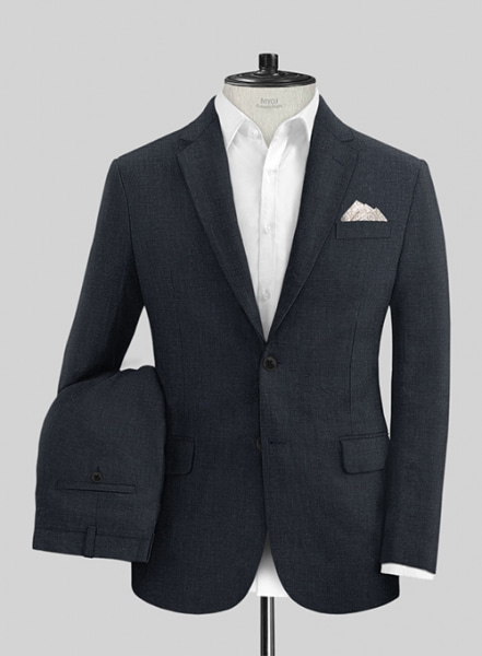 Dark Blue Pure Linen Suit