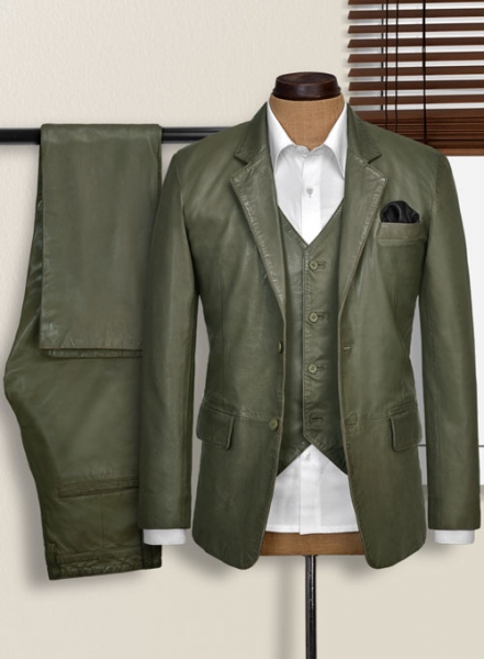 Pure Leather Basicallo Green Suit