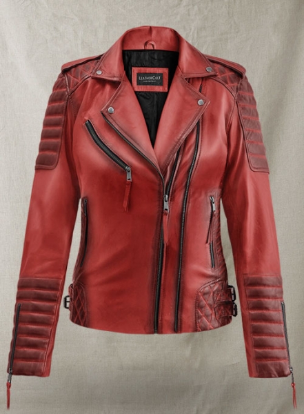 Charlotte Burnt Red Leather Jacket