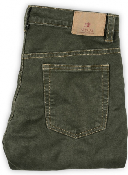 Chester Olive Stretch Jeans - Hard Wash