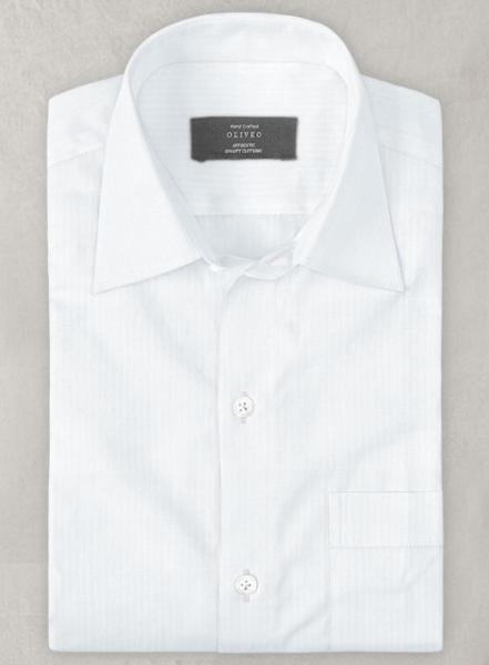 Italian Herringbone White Shirt - Half Sleeves