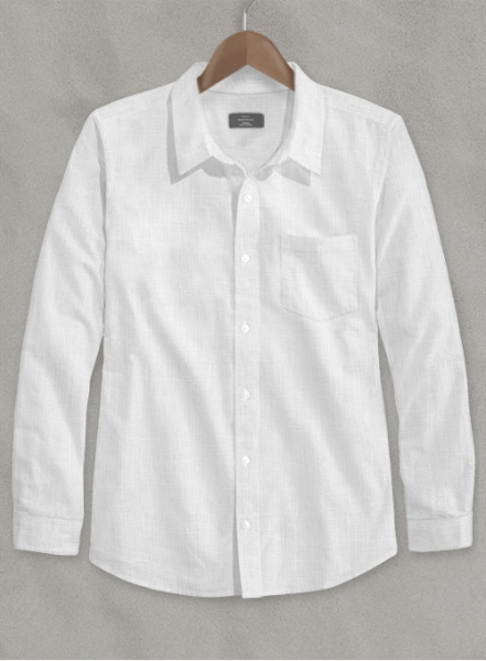 Italian Cotton Dobby Orlini White Shirt - Full Sleeves