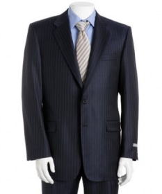 Navy Blue Pinstripe Merino Wool Suit, MakeYourOwnJeans®