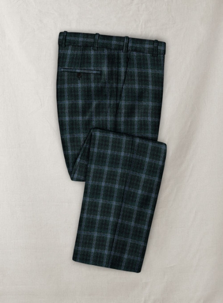 Italian Hiaro Green Checks Tweed Pants