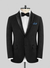 Worsted Dark Charcoal Wool Tuxedo Jacket