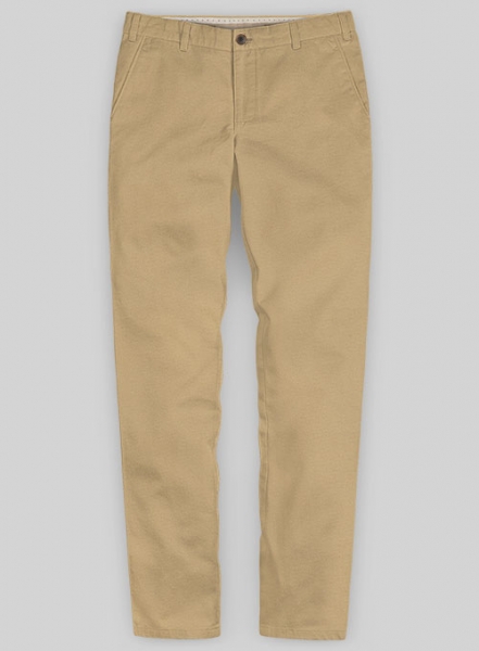 Khaki Feather Cotton Canvas Stretch Chino Pants