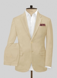 Beige Feather Cotton Canvas Stretch Suit