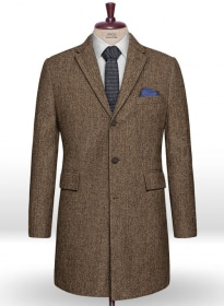 Rust Herringbone Tweed Overcoat
