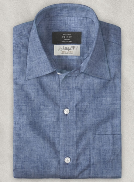 Solbiati Willow Blue Linen Shirt - Half Sleeves