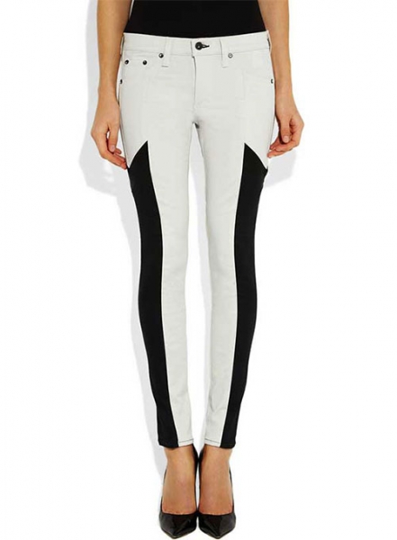 Racer Stripe Leather Jeans