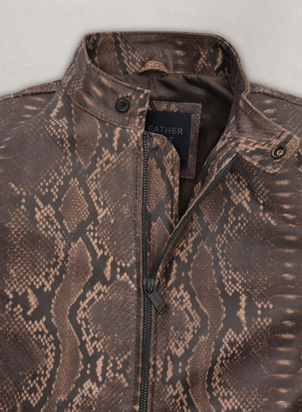 Dark Brown Python Jason Momoa Fast-X Leather Jacket