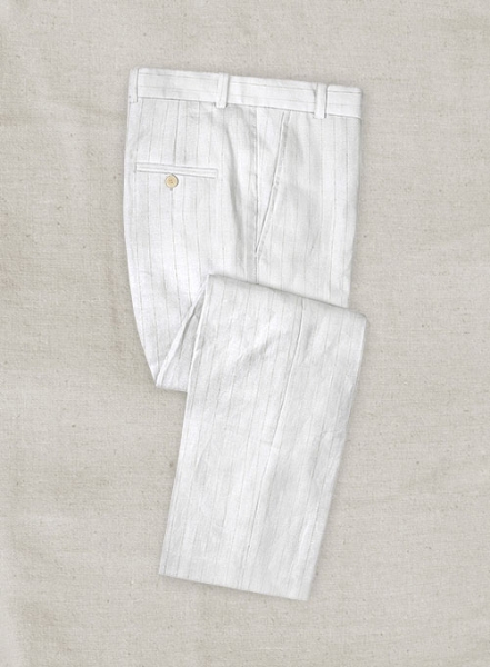 Italian Linen White Stripe Pants