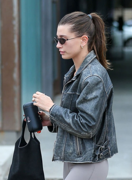 Hailey Baldwin Bieber Leather Jacket #1