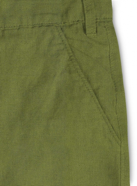 Safari Nut Green Cotton Linen Shorts