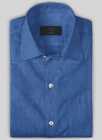 European Sapphire Blue Linen Shirt - Half Sleeves