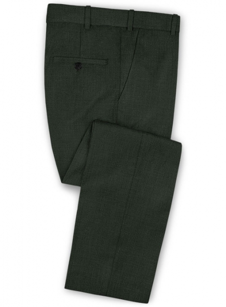 Sharkskin Dark Green Wool Pants