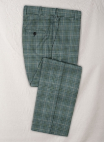 Reda Sage Green Checks Wool Pants