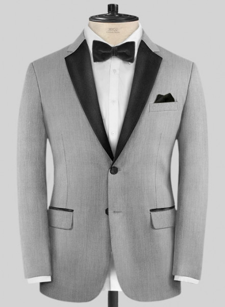 Worsted Light Gray Wool Tuxedo Suit