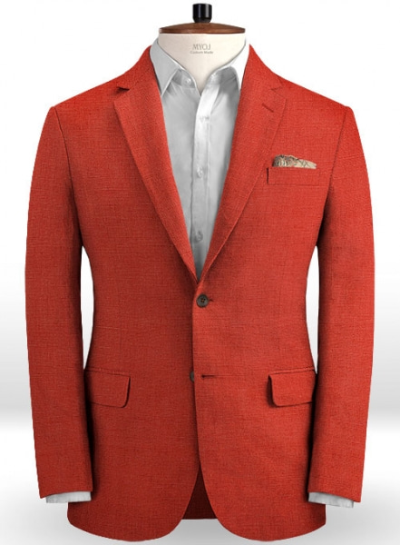 Safari Red Cotton Linen Suit