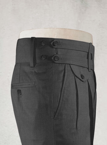 Napolean Mid Charcoal Double Gurkha Wool Trousers