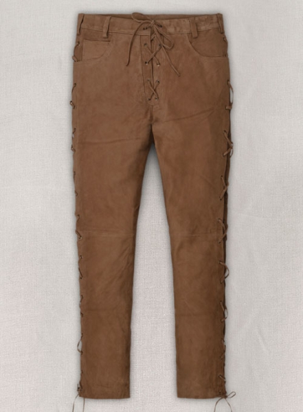Oak Brown Suede Leather Pants #515