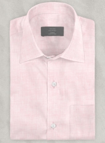 European Pink Linen Shirt - Full Sleeves