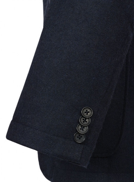 Deep Blue Herringbone Tweed Parker Style Sports Coat