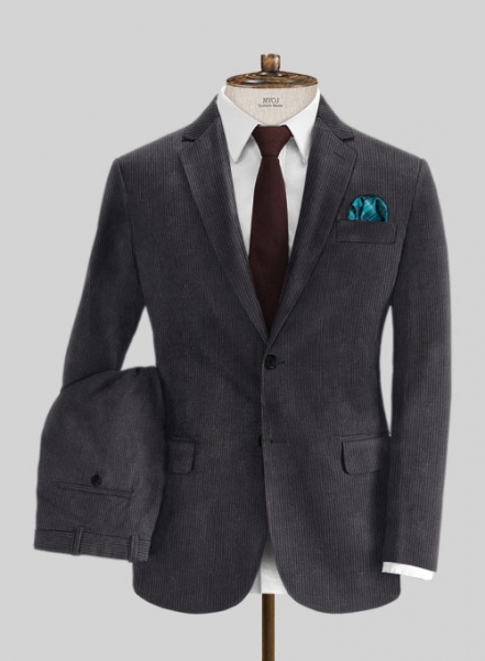 Dark Gray Stretch Corduroy Suit