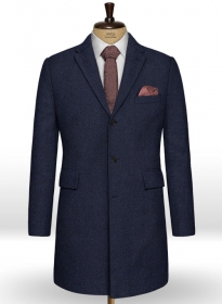 Rope Weave Blue Tweed Overcoat