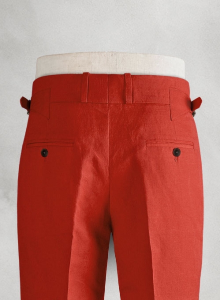 Safari Red Cotton Linen Heritage Trousers