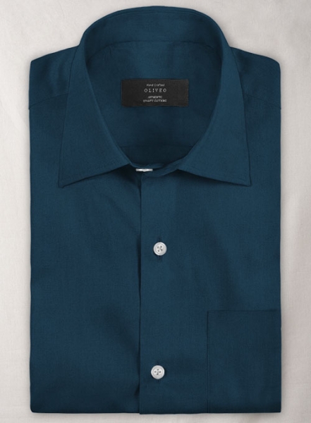 Venice Blue Stretch Twill Shirt - Half Sleeves