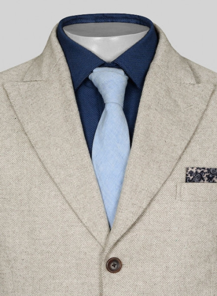 Vintage Herringbone Light Beige Tweed Suit