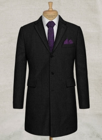 Light Weight Black Stripe Tweed Overcoat