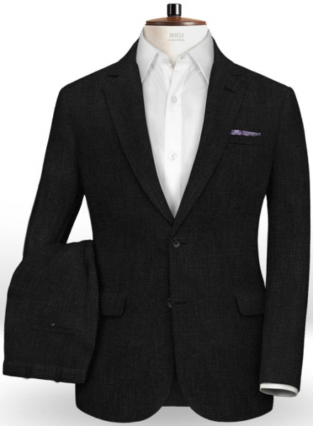 Italian Black Twill Linen Suit