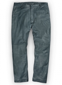 Soft Sherpa Gray Washed & Wax Leather Trousers