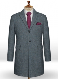 French Blue Tweed Overcoat