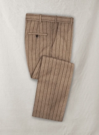 Italian Wool Cashmere Brown Stripe Pants