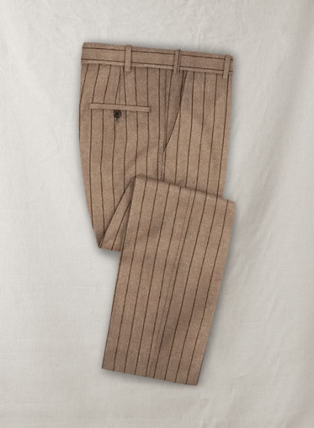 Italian Wool Cashmere Brown Stripe Pants