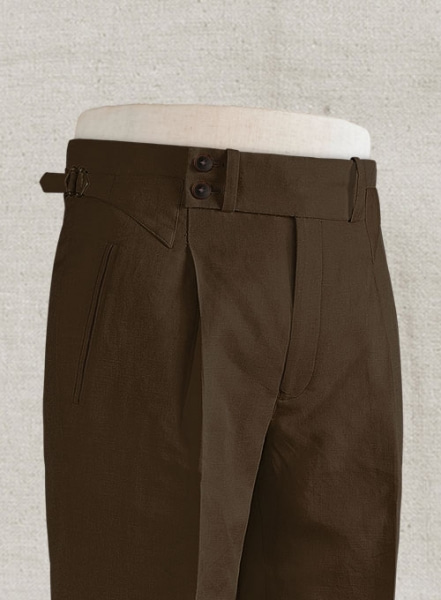 Safari Brown Cotton Linen Heritage Trousers