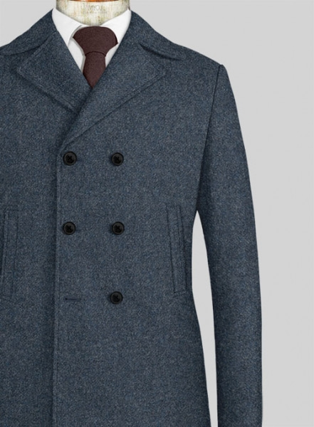 Light Weight Bond Blue Tweed Pea Coat